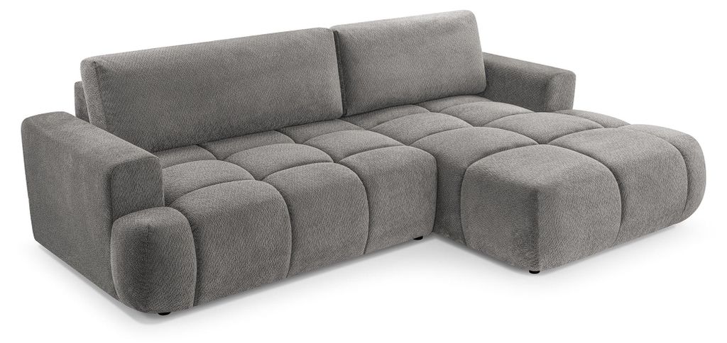 Masseno Ecksofa VASTO mit Schlaffunktion L-Form, Sofa mit Bettkasten, Wohnzimmersofa, Couch, Soffa, Bettsofa, Couchgarnitur- Grau, VINCI 07