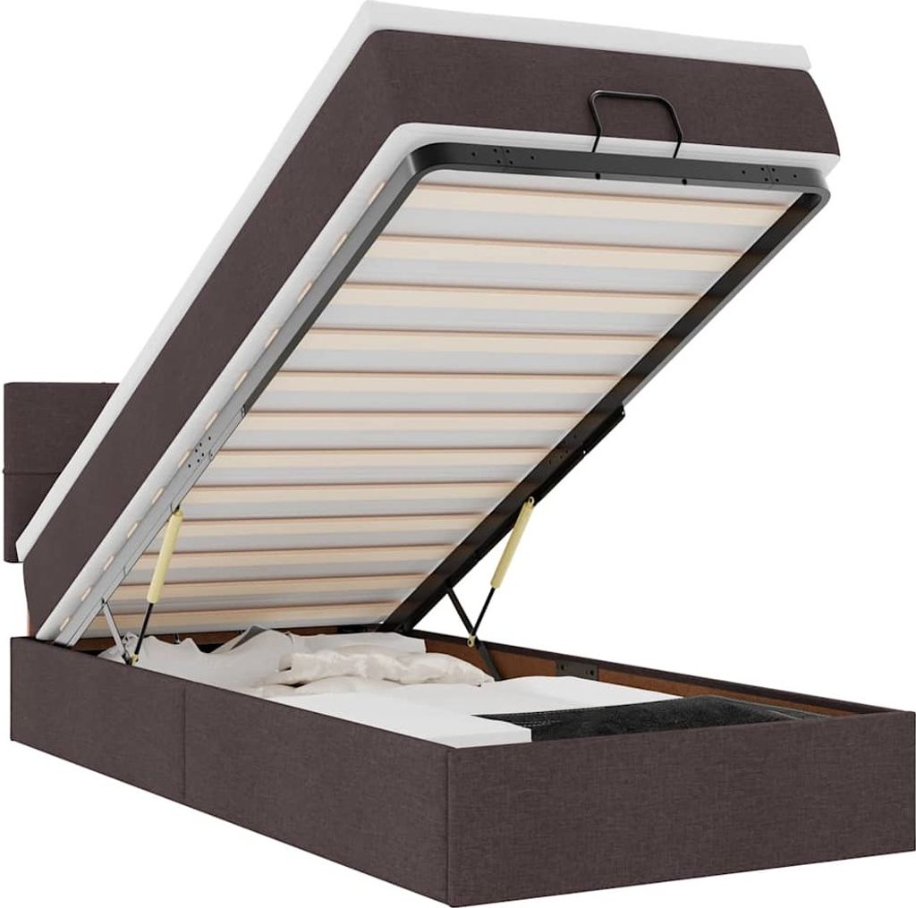 vidaXL Ottoman-Bett mit Matratze Dunkelbraun 100x200 cm Stoff