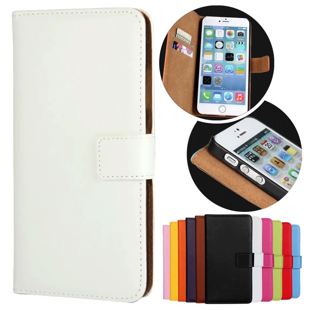 Roar iPhone 4 / 4S Hülle Handyhülle Tasche Handytasche Schutzhülle mit Kartenfach und Magnet, Weiß