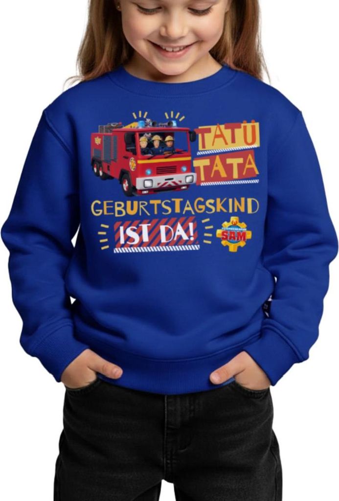 Spreadshirt Feuerwehrmann Sam Tatü Tata Geburtstagskind Kinder/Teenager Premium Pullover, 146/152 (10 Jahre), Royalblau