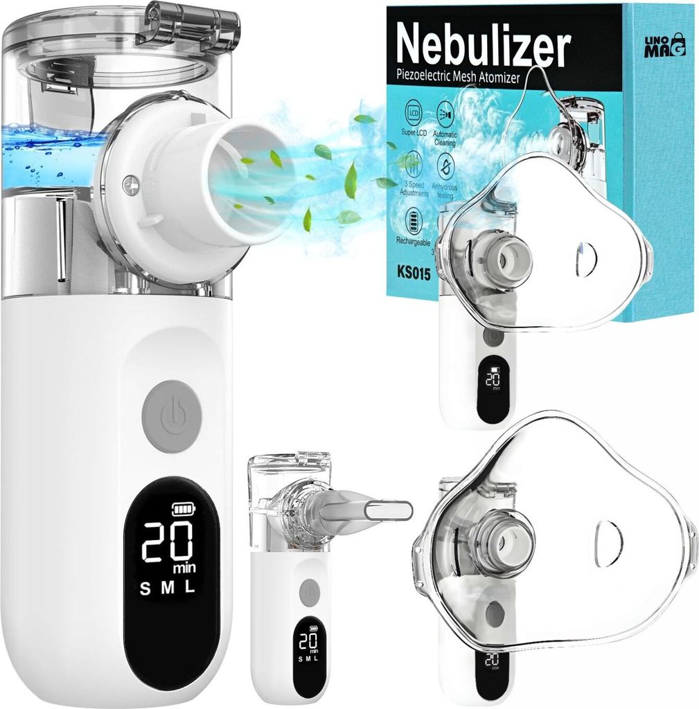 Linomag Professionelles Aerosolgerät, Maske für Kinder und Erwachsene, Inhalationsmundstück, 3 Modi, Mesh-Technologie, 3,5 μm Partikelgröße...
