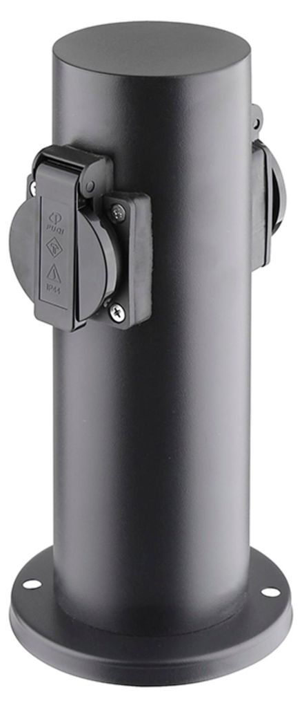 Borne de jardin IP44 2 prises SOLIGHT PG10B cylindre noir Image du produit 