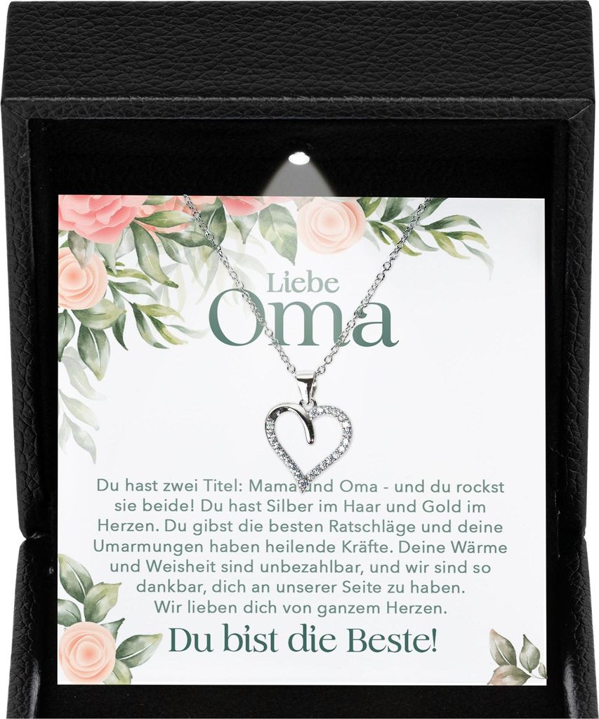 22Feels Liebe Oma Geschenk Grossmutter Frauen Schmuck - Silber 925/000 Herz Halskette Damen Collier - Weihnachten Geburtstag Muttertag Grosseltern ...