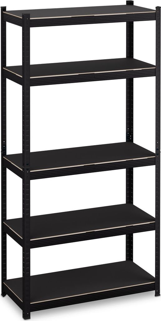 2 x Schwerlastregal, HBT 180x90x40 cm, 875kg, 5 Böden, Keller, Garage, Standregal Wohnzimmer, Büro, Stahl, schwarz