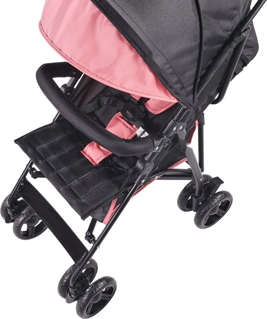 Poussette de voyage dossier réglable Noir et Rose - Modèle Compact Pro - 11