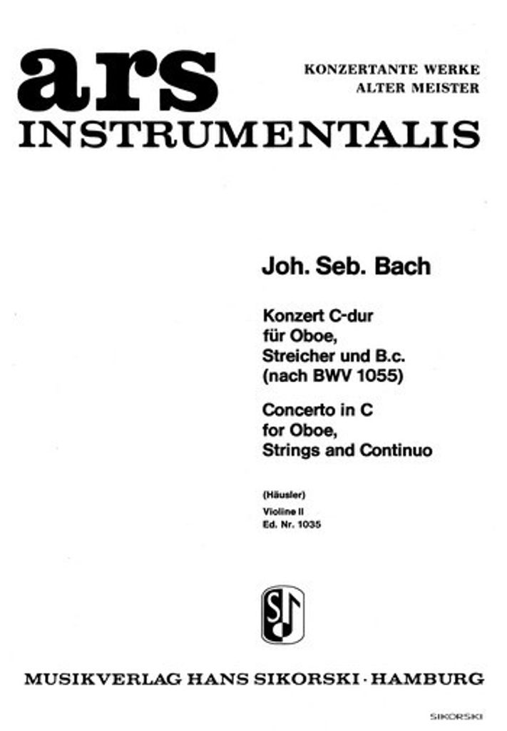 Konzert C-Dur nach BWV1055 für Oboe und Streichorchester Violine 2