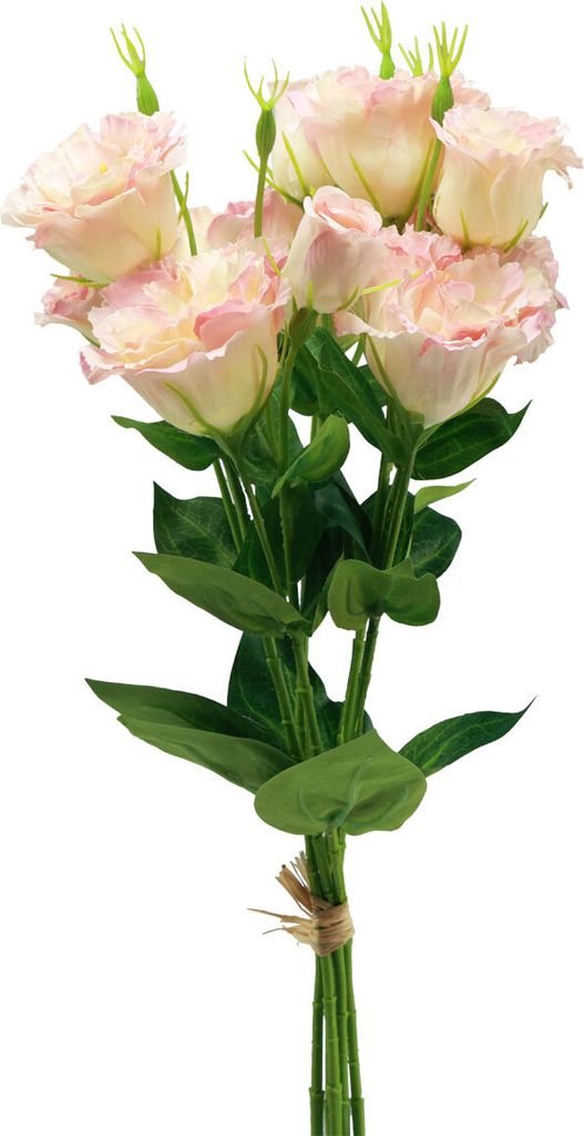 Kunstblumen Eustoma Lisianthus Rosa Creme Strauß 52cm 5er Set Deko, PK5 Stück