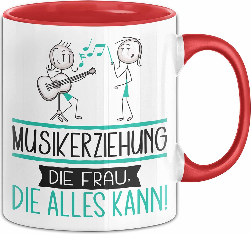 Musikerziehung Geschenk Tasse Becher Die Frau Die Allen Kann Geschenkidee für eine Musikerziehung Lustig (Rot)