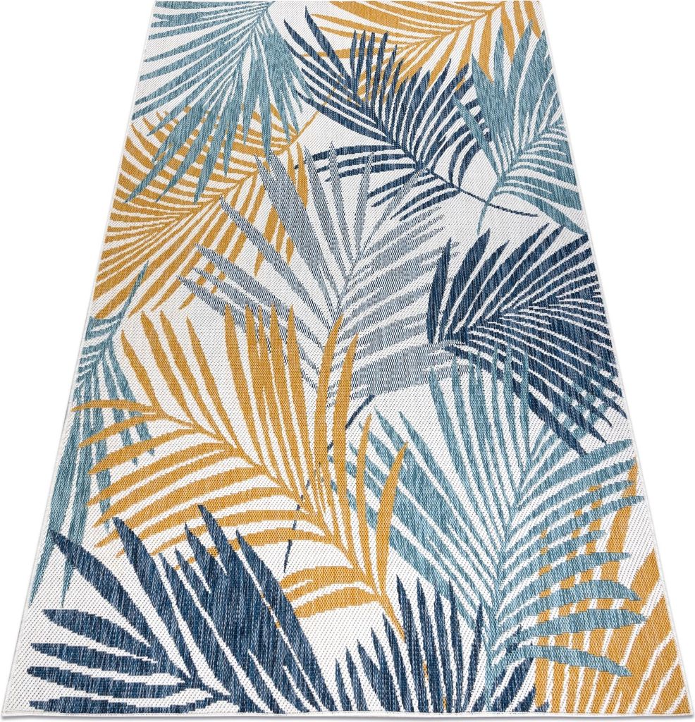 Teppich SISAL COOPER Palmenblätter, tropisch 22258 ecru / dunkelblau Mehrfarben 160x220 cm