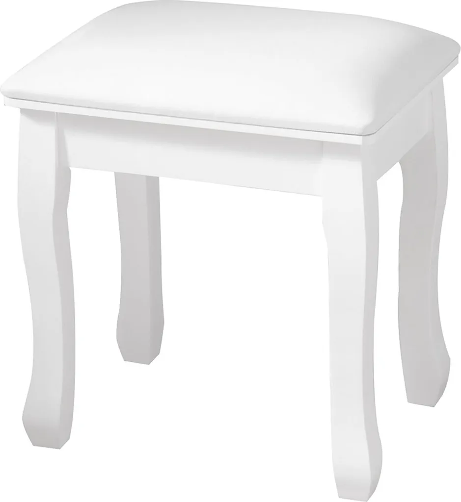 Sgabello da toilette AIORBER, sgabello moderno imbottito, sgabello per pianoforte, pouf, legno massiccio, elevato comfort di seduta, antiscivolo, versatile, bianco