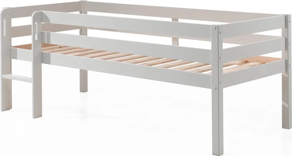FURNLUX Lit Loft Pino Blanc 90x200cm - Lit Mezzanine en Pin Massif