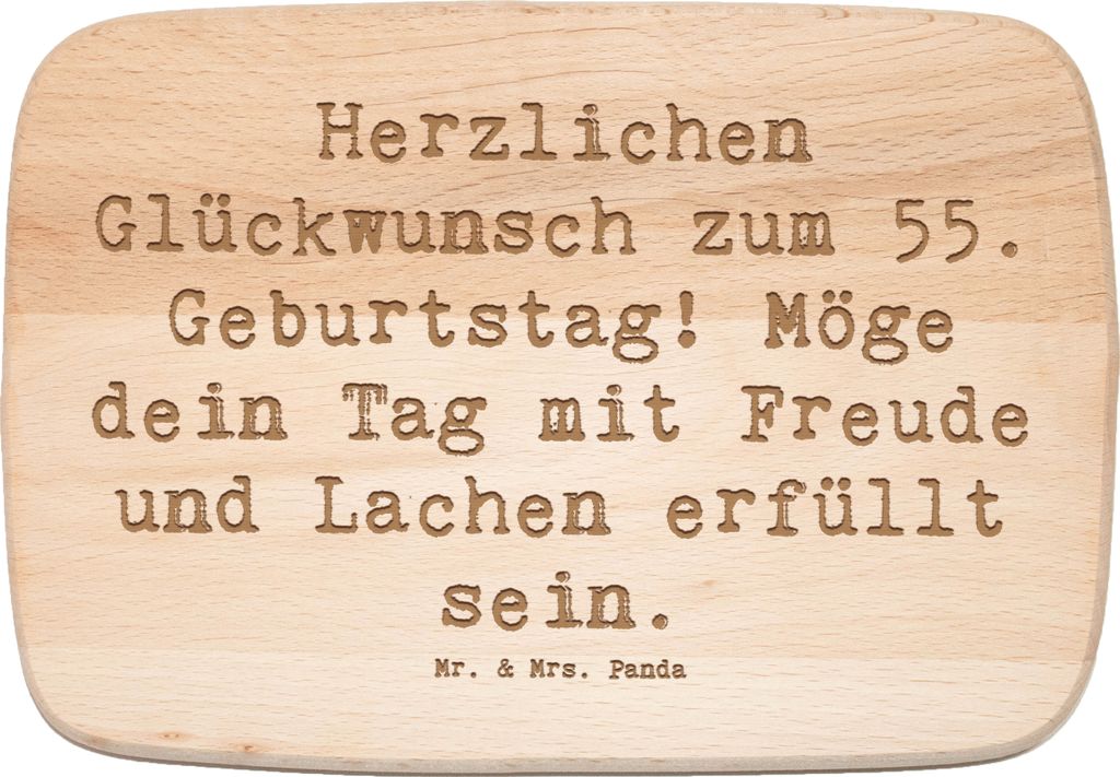 Mr. & Mrs. Panda Holzbrett Spruch 55. Geburtstag Glückwunsch - Transparent - Geschenk, Fünfundfünfzigster, liebe Grüße, Schneidebrett, Meilens...