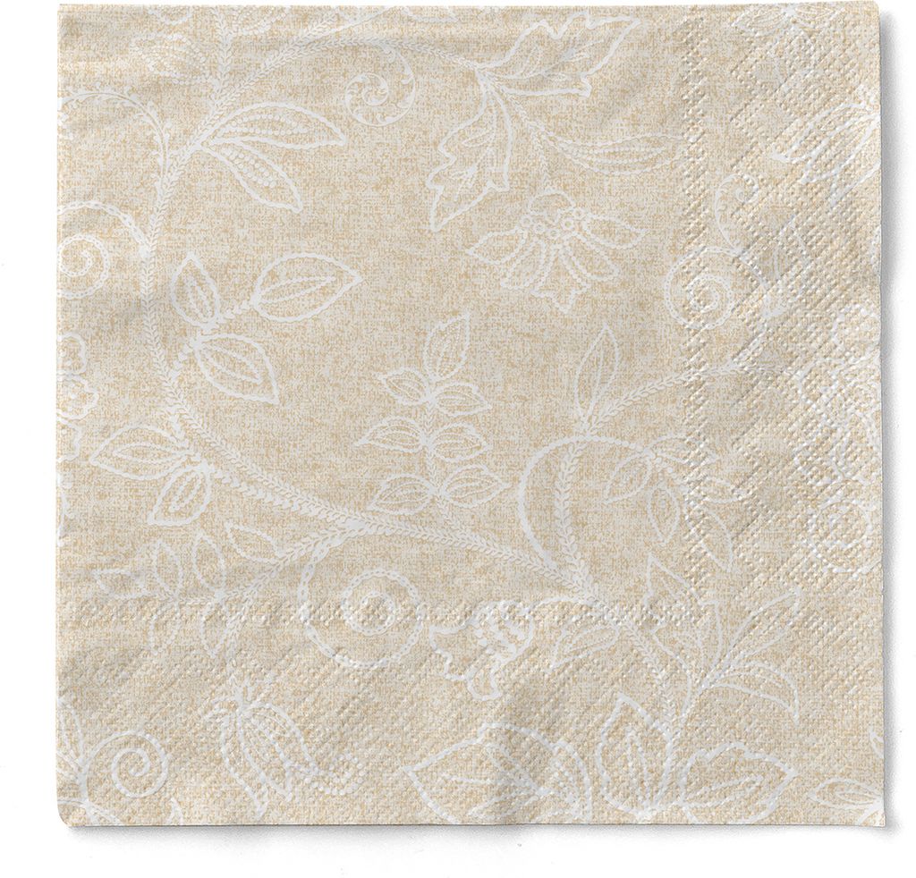 Tissue Serviette Darlyn in Hellbraun, 3-lagig, 40 x 40 cm, 100 Stück - Mank - Ornamente