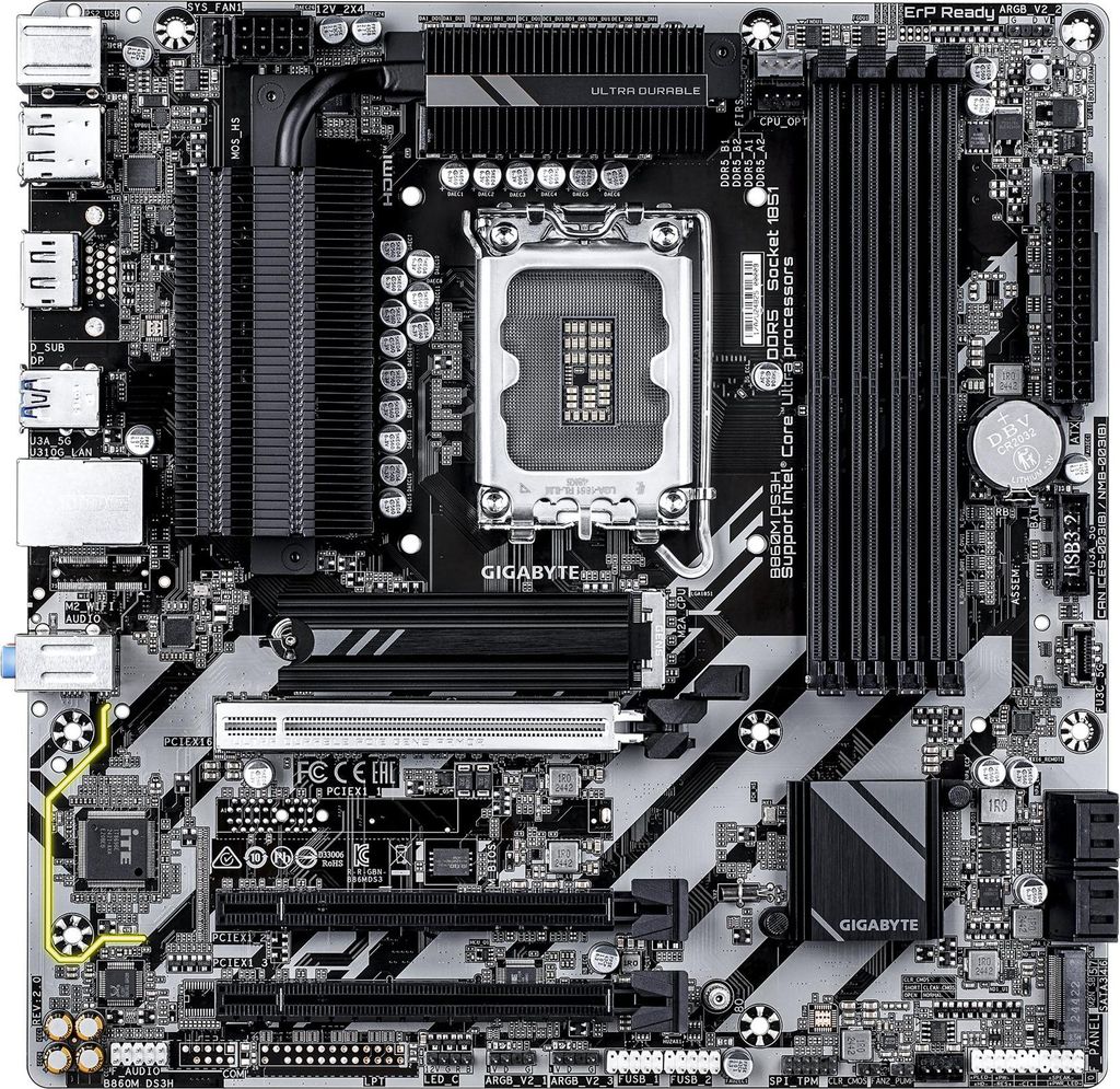 GIGABYTE B860M DS3H Mainboard - Intel Core Ultra CPUs, Produktbild 