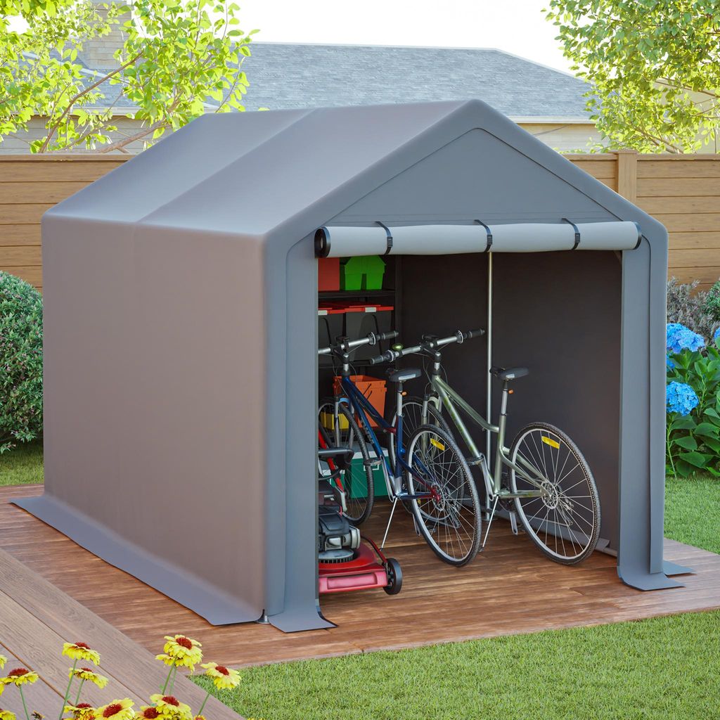 Multifunktions-Gerätehaus 296x190x200cm – mobiler Schuppen & Lagerzelt für Fahrrad, Werkzeug & Garten, Carport-Zelt & Fahrradgarage, wetterfest...