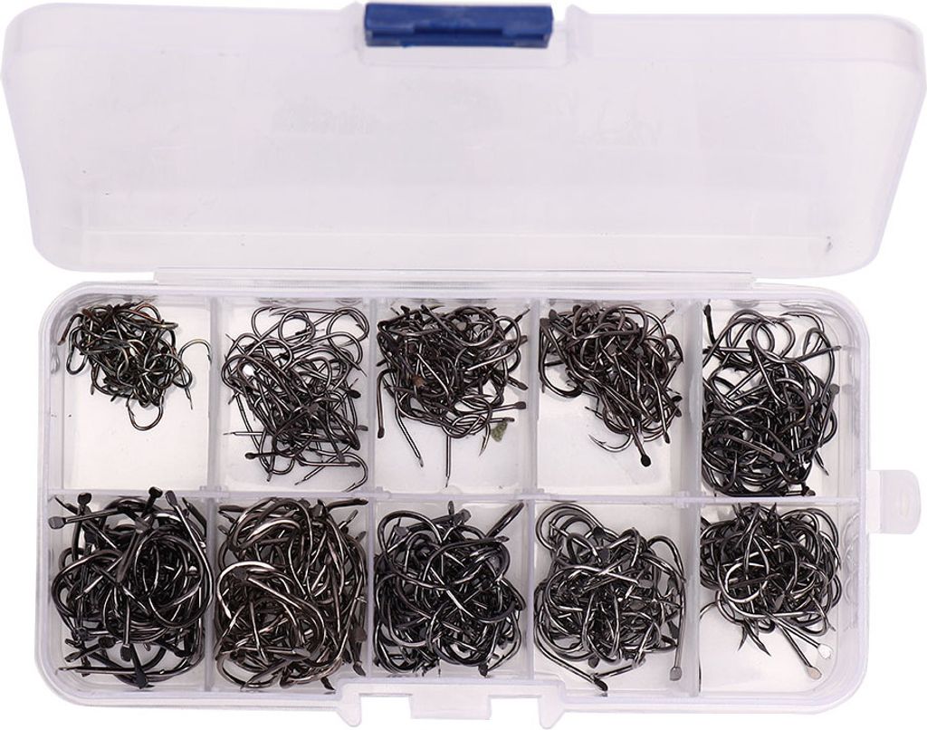 500pcs/Box hohe Kohlenstoffstahl Fischhooks geschärfte Stachelkreis Angelhaken Set 3-12 (#2)