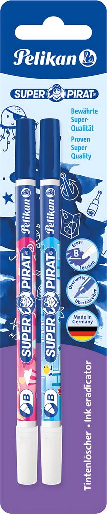 Pelikan Tintenlöscher Super-Pirat – Korrigiert Blau Tinte | 12 Stück Packung Für Schule & Büro
