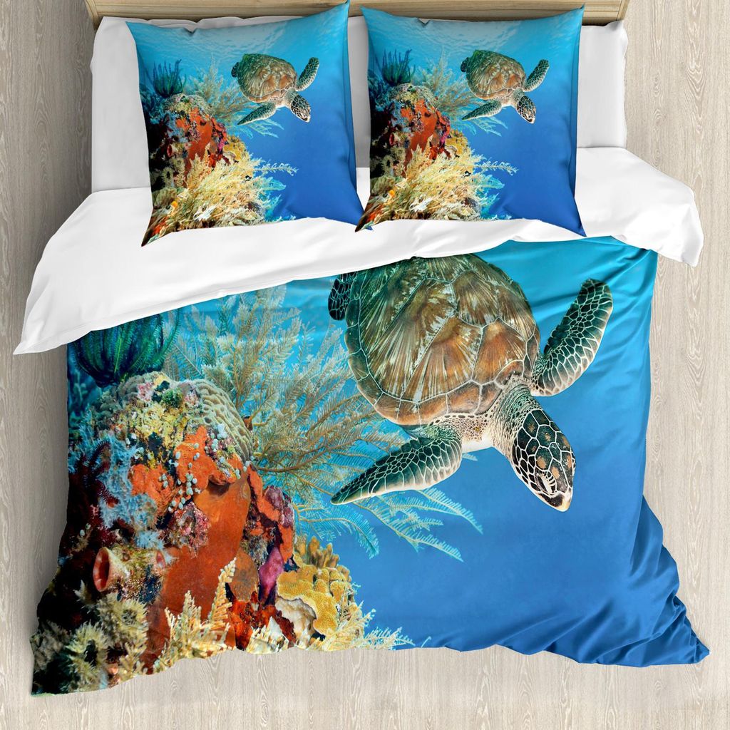 ABAKUHAUS Schildkröte Bettbezug Set, Bunter Underwater mit Produktbild 