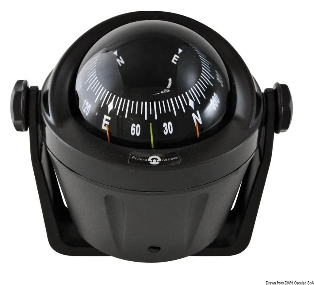 Compas de navigation IDRA noir avec support étrier pour petit bateau