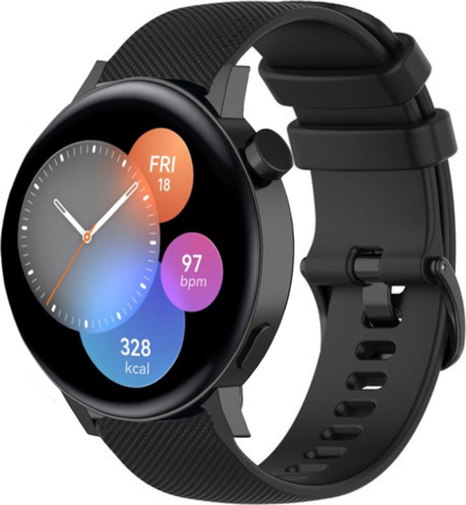 Strap-it Huawei Watch GT 3 42mm Luxus-Silikonarmband (Schwarz)
