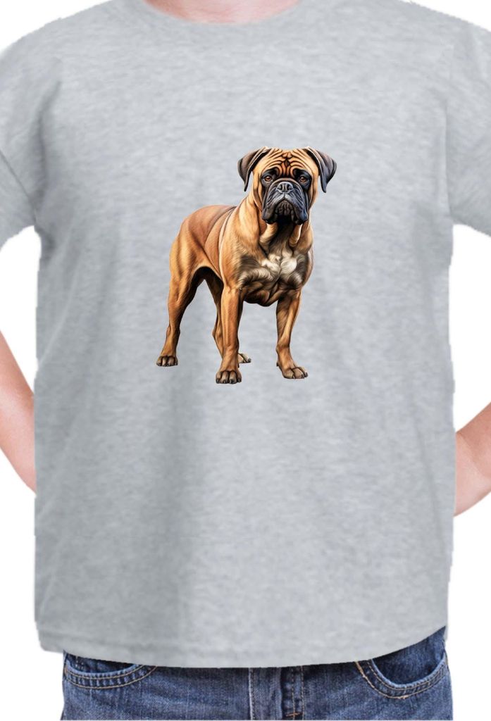 Kinder T-Shirt Dogs Breeds Bullmastiff Dog Breed 005, 9-11 Jahr - 140 / Grau