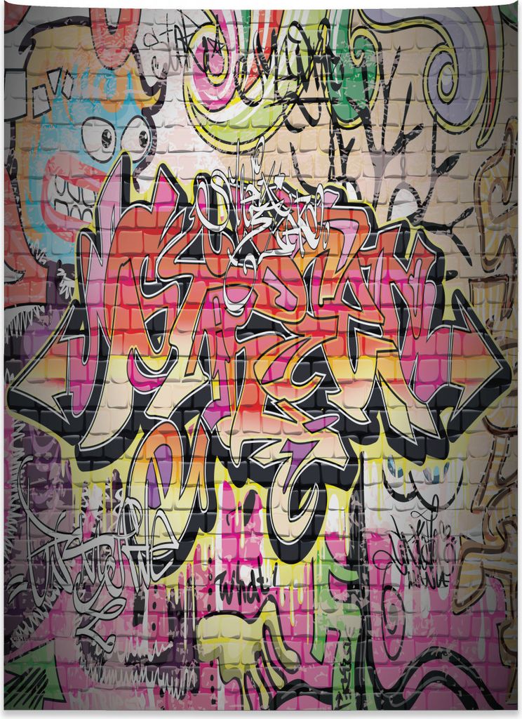 Abakuhaus urban Graffiti Wandteppich, Surreale Malerei aus Weiches Mikrofaser Stoff Kein Verblassen Klare Farben Waschbar, 110 x 150 cm, Mehrfarbig