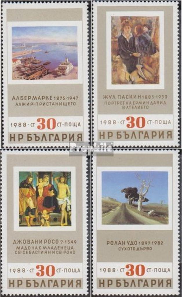Briefmarken Bulgarien 1988 Mi 3685-3688 (kompl.Ausg.) postfrisch Gemälde