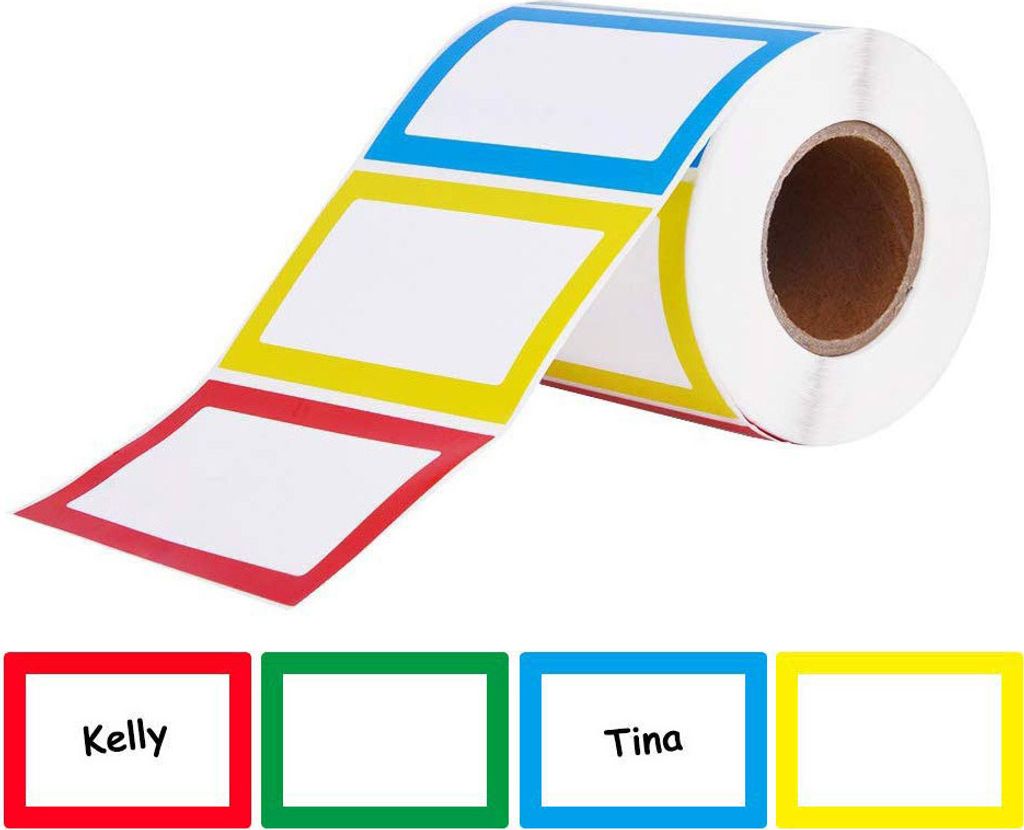 Bunte Namensschild-Etikettenaufkleber - 2,3 x 3,5 Zoll, 4 Farben, Packung mit 300 Stück
