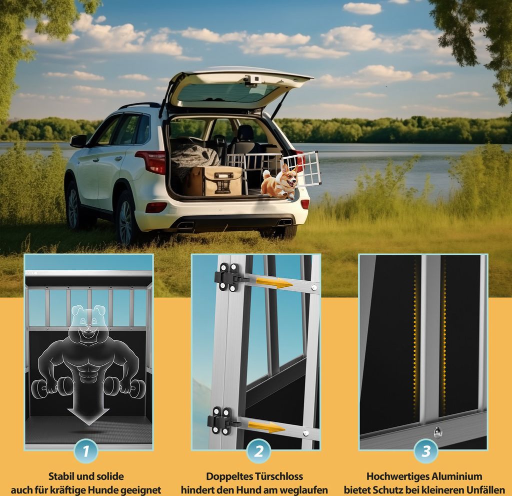 CADOCA® Hundetransportbox Aluminium Hundebox Kofferraum Produktbild 4