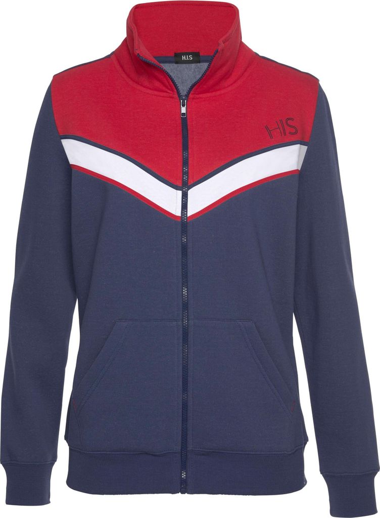 H.I.S. Sweatjacke navy-marine-rot Größe 40/42