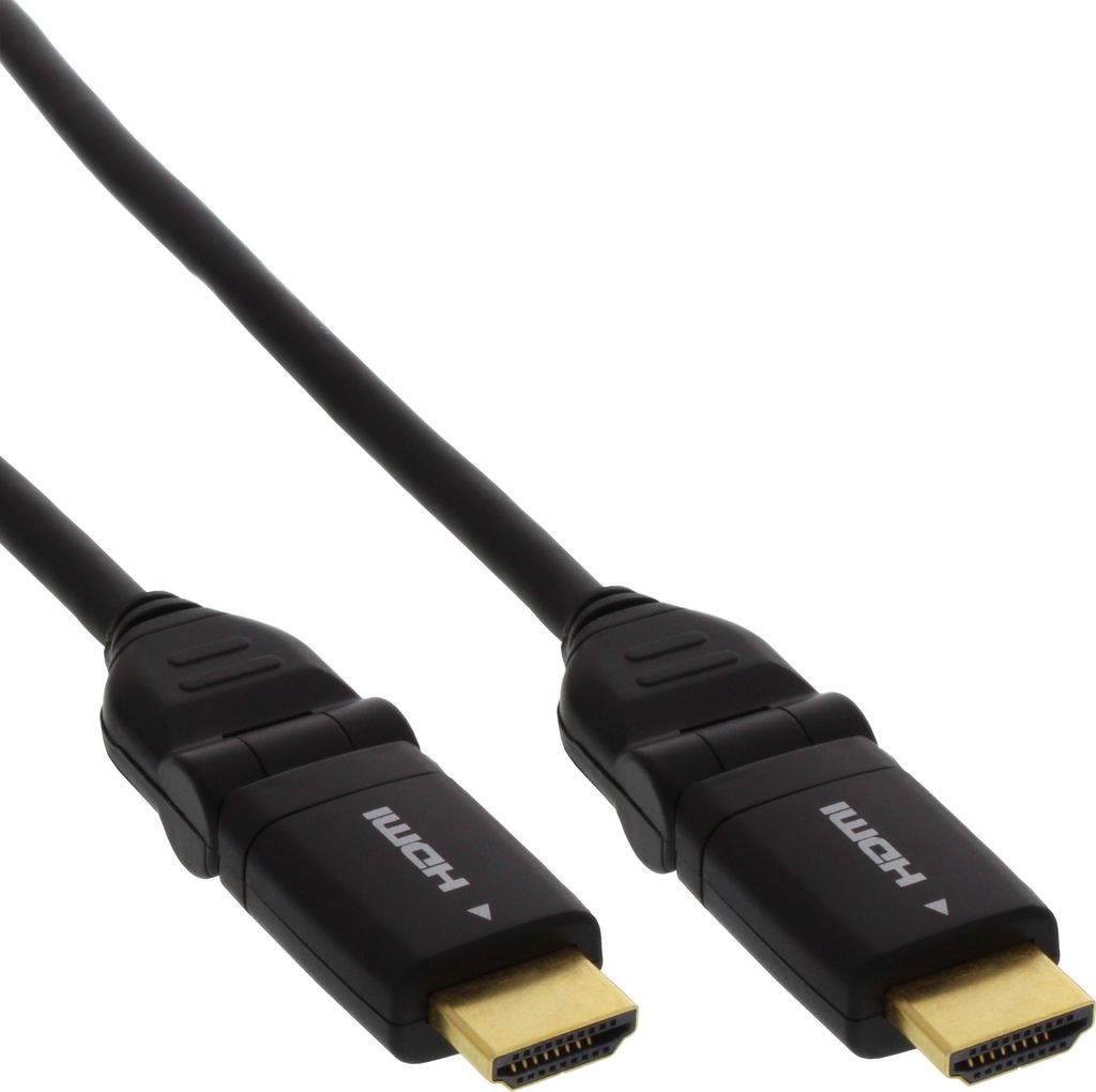 InLine HDMI-HS Kabel m. Eth., ST/ST, verg. Kon., schwarz, flex. Winkelst., 3m