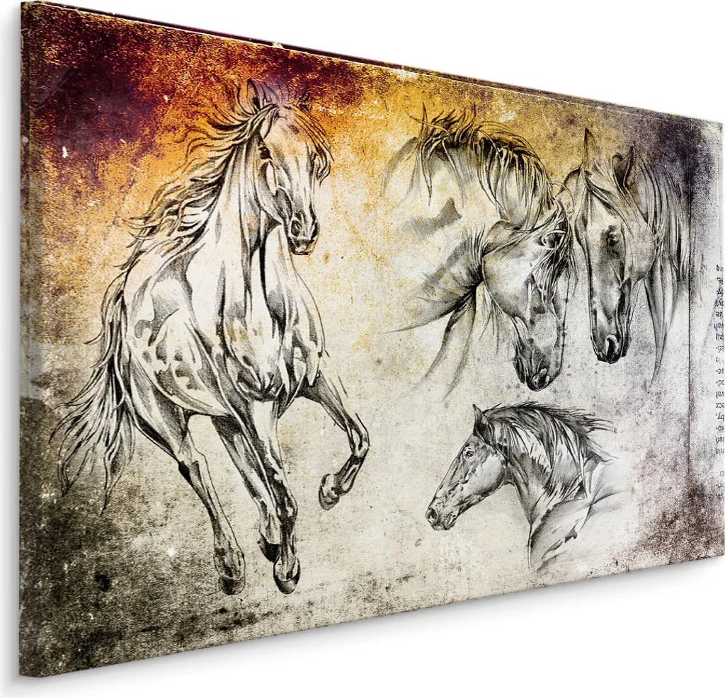 Wall Art Cavalli su Tela 100x70 cm XXL - Carta da Parati Decorativa
