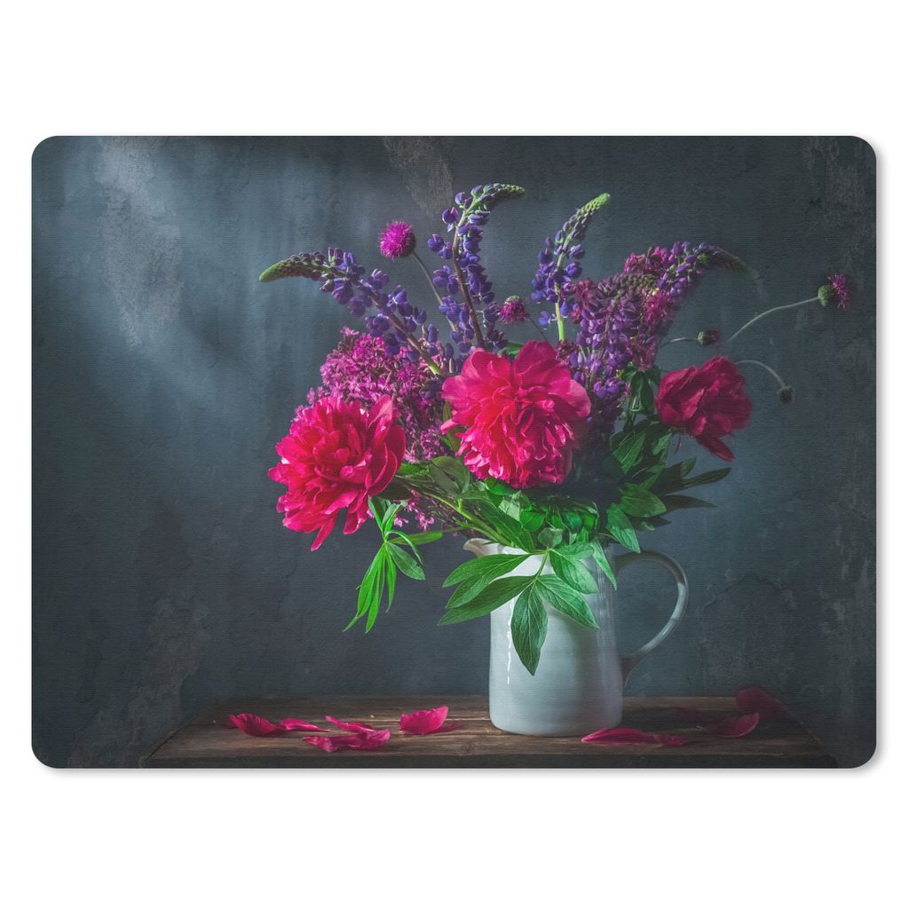 MuchoWow Mauspad Mousepad Farben - Pfingstrose - Stilleben 40x30 cm - Mousepads - Maus Mat - Pad - Mausunterlage - Anti Rutsch