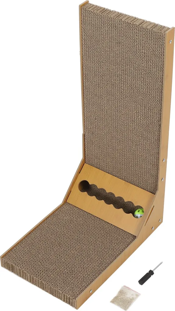Arbre à chat design en L et tapis de griffage vertical pour chat adulte