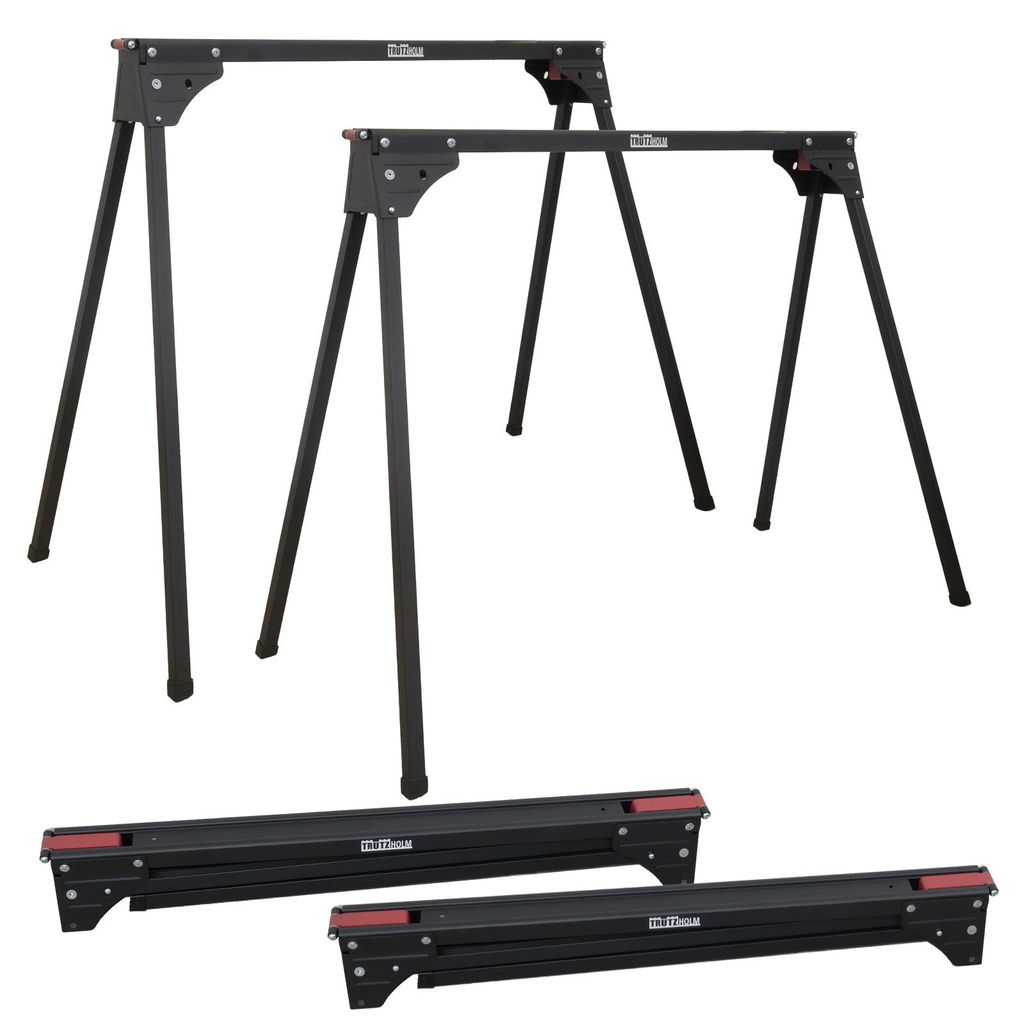 2x Arbeitsbock klappbar bis 1000 kg Stahl pulverbeschichtet schwarz rot Gerüstbock Unterstellbock