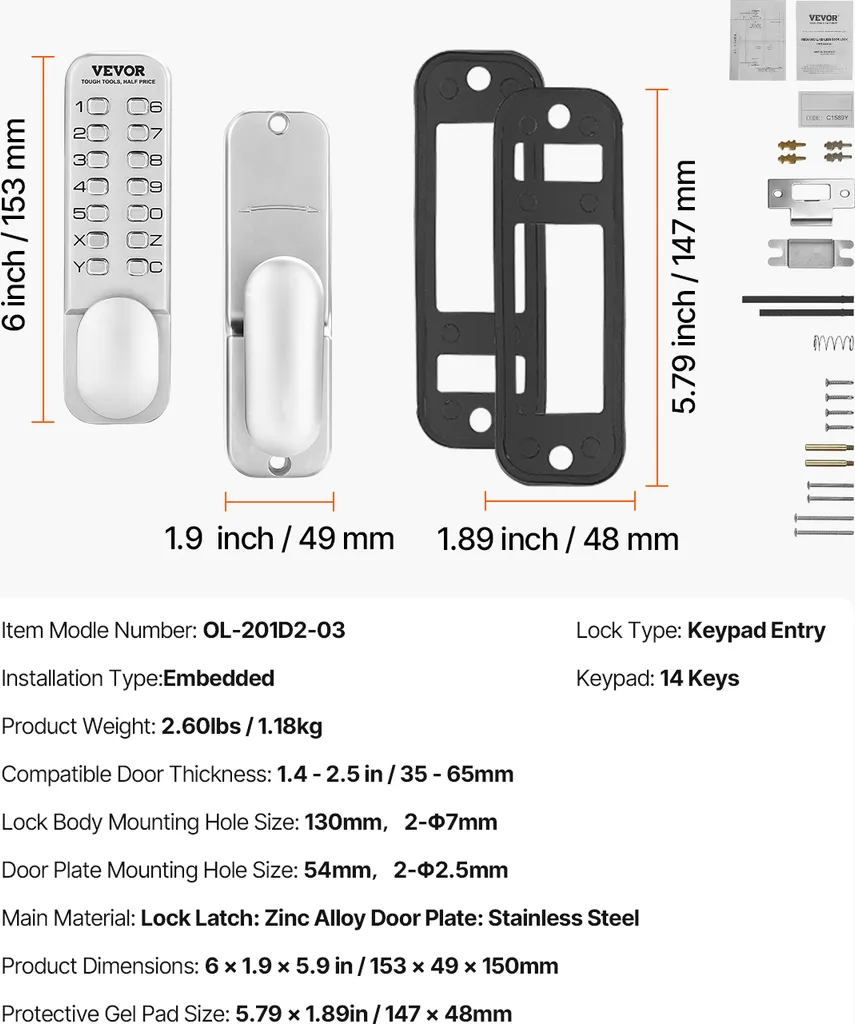 Serrure à Code Extérieure pour Clôture et Maison sans Batterie Inox - 7
