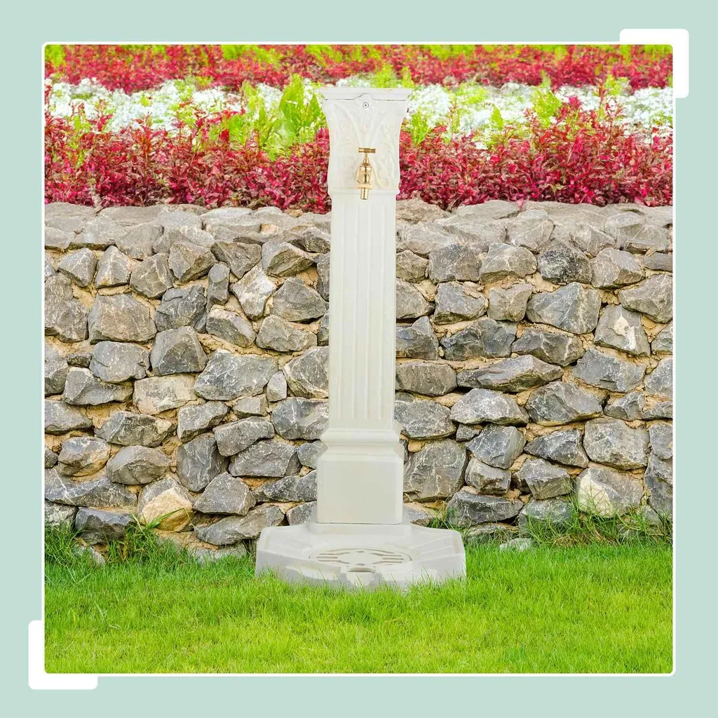 Fontaine colonne en métal style antique avec robinet extérieur 93 cm