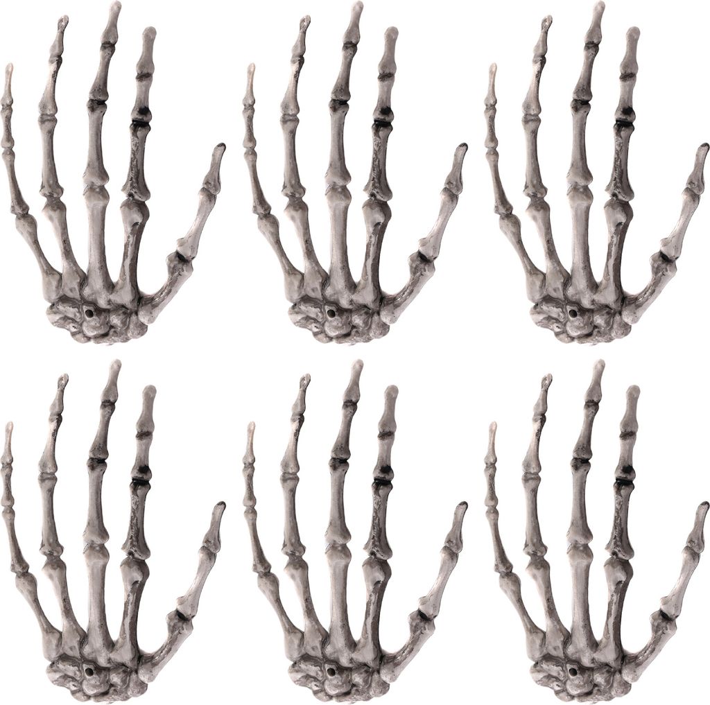 6/12/24 Stück Halloween-Skeletthand, lebensgroß, realistisch, gruselige Feiertagsdekoration, wiederverwendbarer Kunststoff, abgetrennte Hand, Spu...