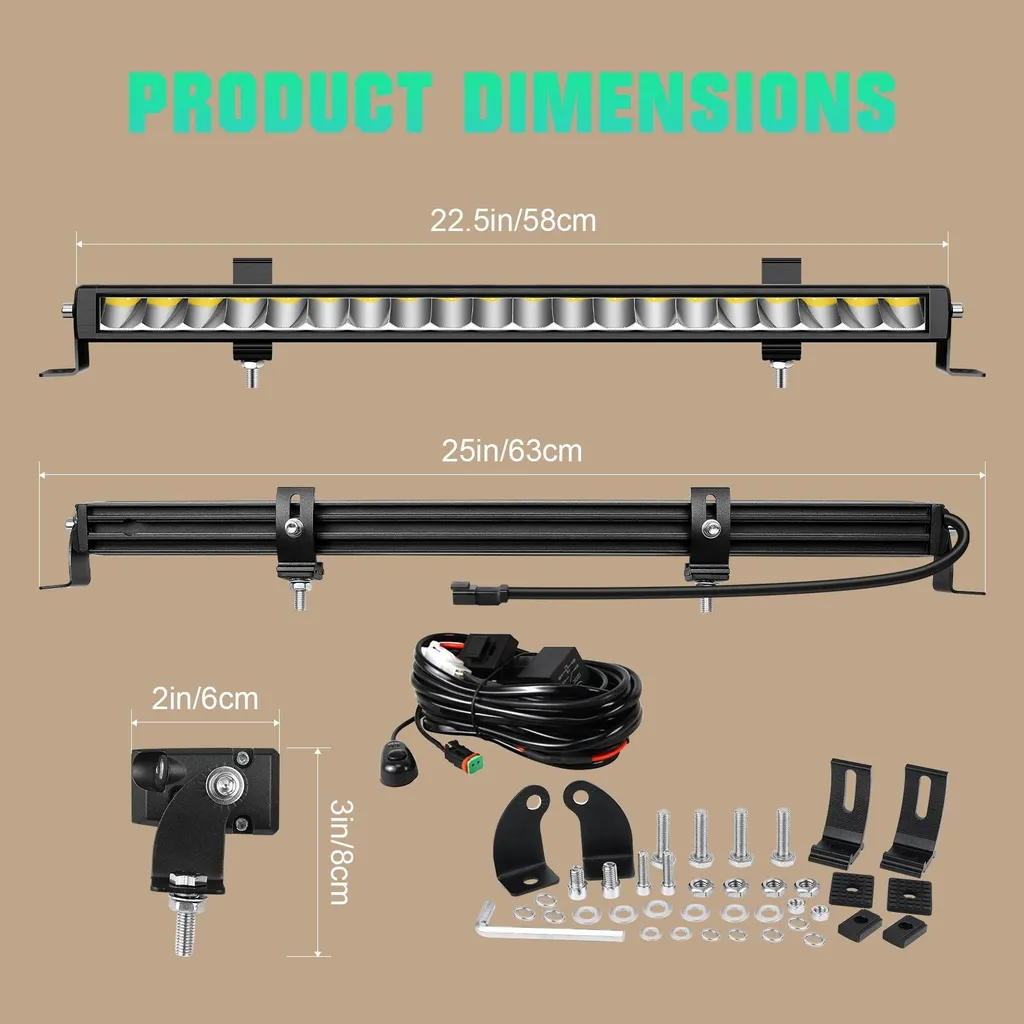 Projecteur LED 23" 60W avec design robuste et haute luminosité LED