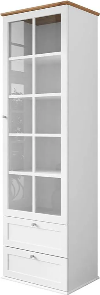 Vitrine Francesco Best Mobilier Effet Bois et Blanc 2 Tiroirs 201 cm