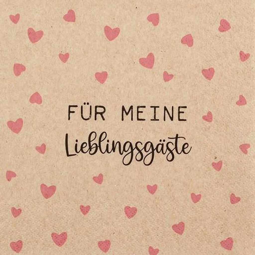 20 Servietten aus Recycling-Papier Meine Lieblingsgäste eco - Herzen für Lieblingsgast 33x33cm