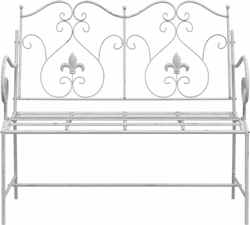 Panchina Romantica da Giardino Bianca vidaXL 104 cm Acciaio Retro - 4