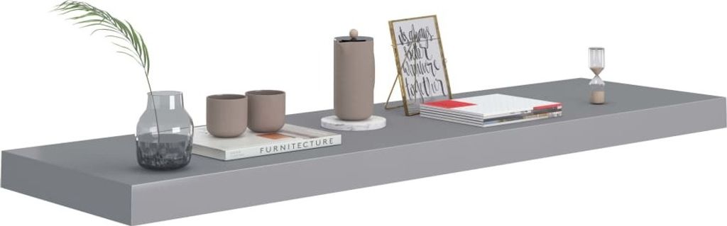 "Winter Sale" Schweberegal Grau 90x23,5x3,8cm MDF - Wandregale clorisNeu862818 - Wandregale