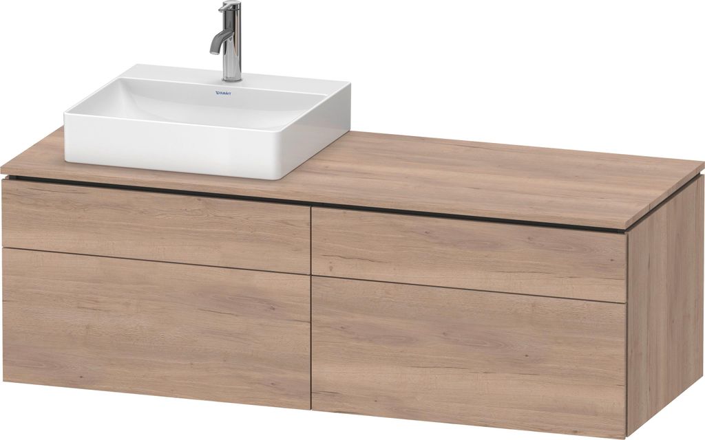 Duravit L-Cube Konsolenwaschtischunterbau wandhängend, inklusive Konsolenplatte, 4 Auszüge, Becken links, 1420x482x550mm, LC4870L55550000