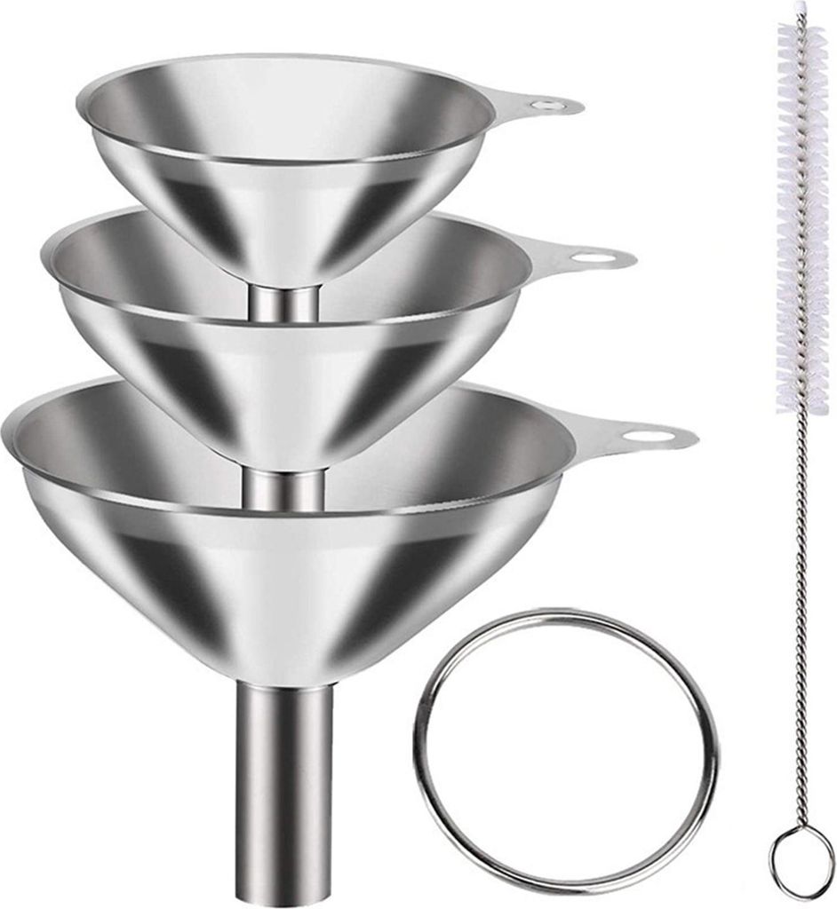 Küchentrichter-Set aus Edelstahl, lebensmittelechter Pulver-Transfertrichter zum Befüllen von Flaschen, Speiseöl-Ausgießwerkzeug für Gewürze,...
