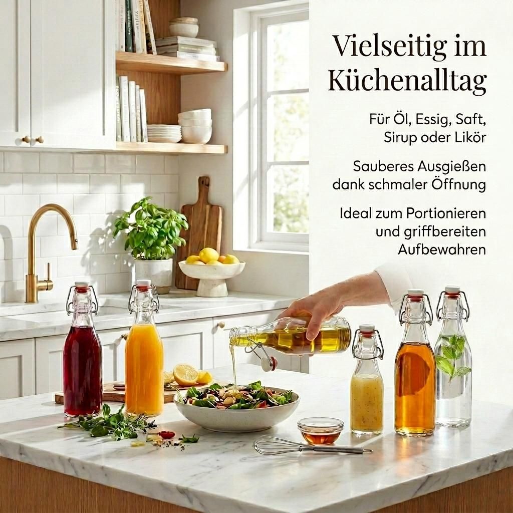 gouveo 24er Set Glasflasche 250 ml rund mit Bügelverschluss