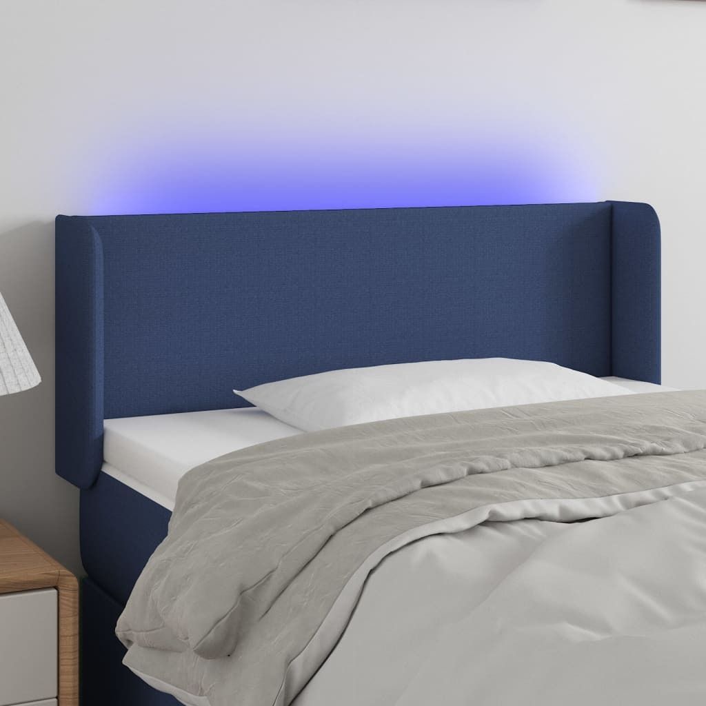 The Living Store LED Kopfteil Blau 103x16x78/88 cm Stoff
