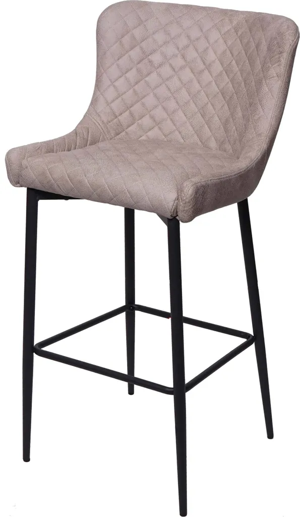 Chaise de bar vintage grise en tissu avec structure métal pour comptoir