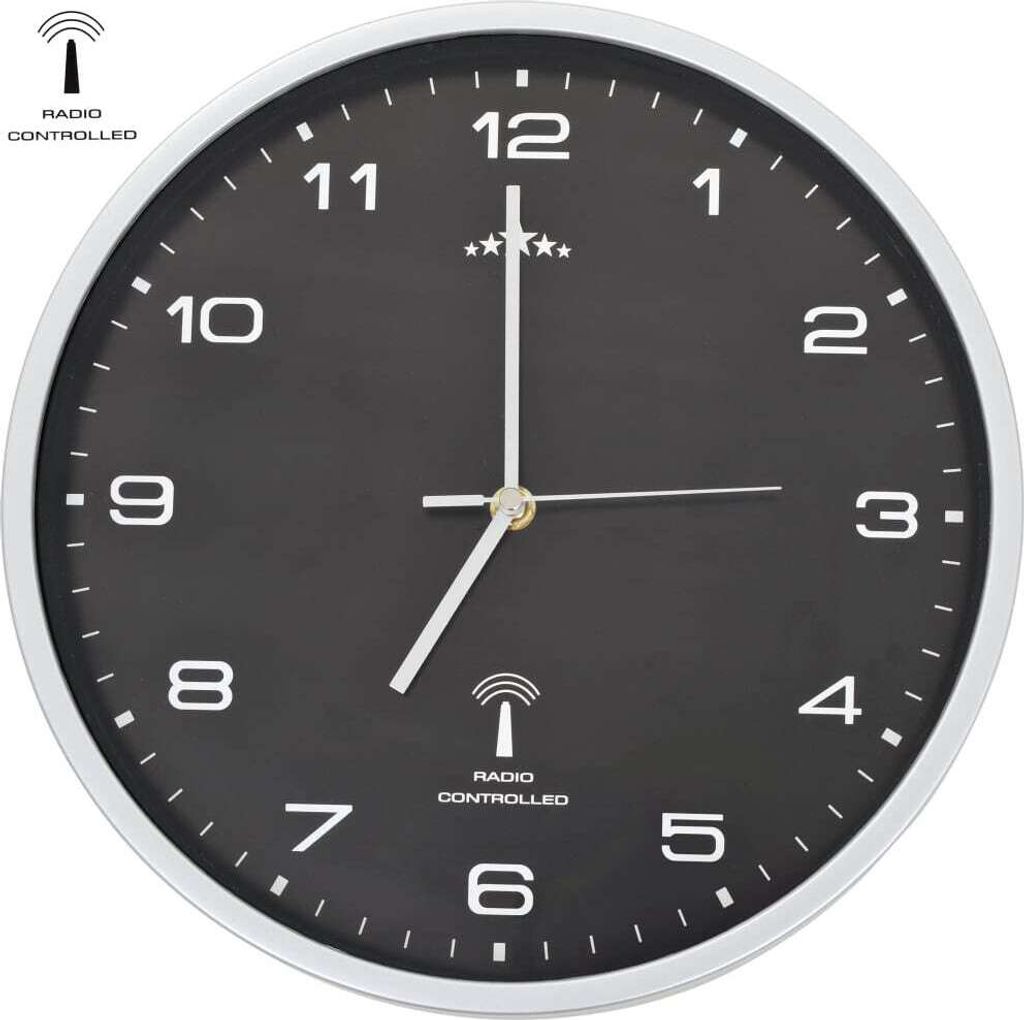 Rádiom ovládané nástenné hodiny s pohonom Quartz čierne 31 Obrázok produktu 