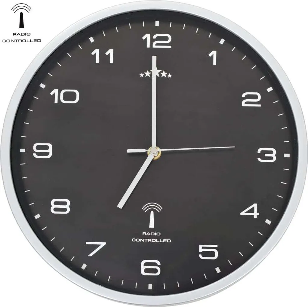 The Living Store Horloge murale radiocommandée quartz 31 cm noir moderne